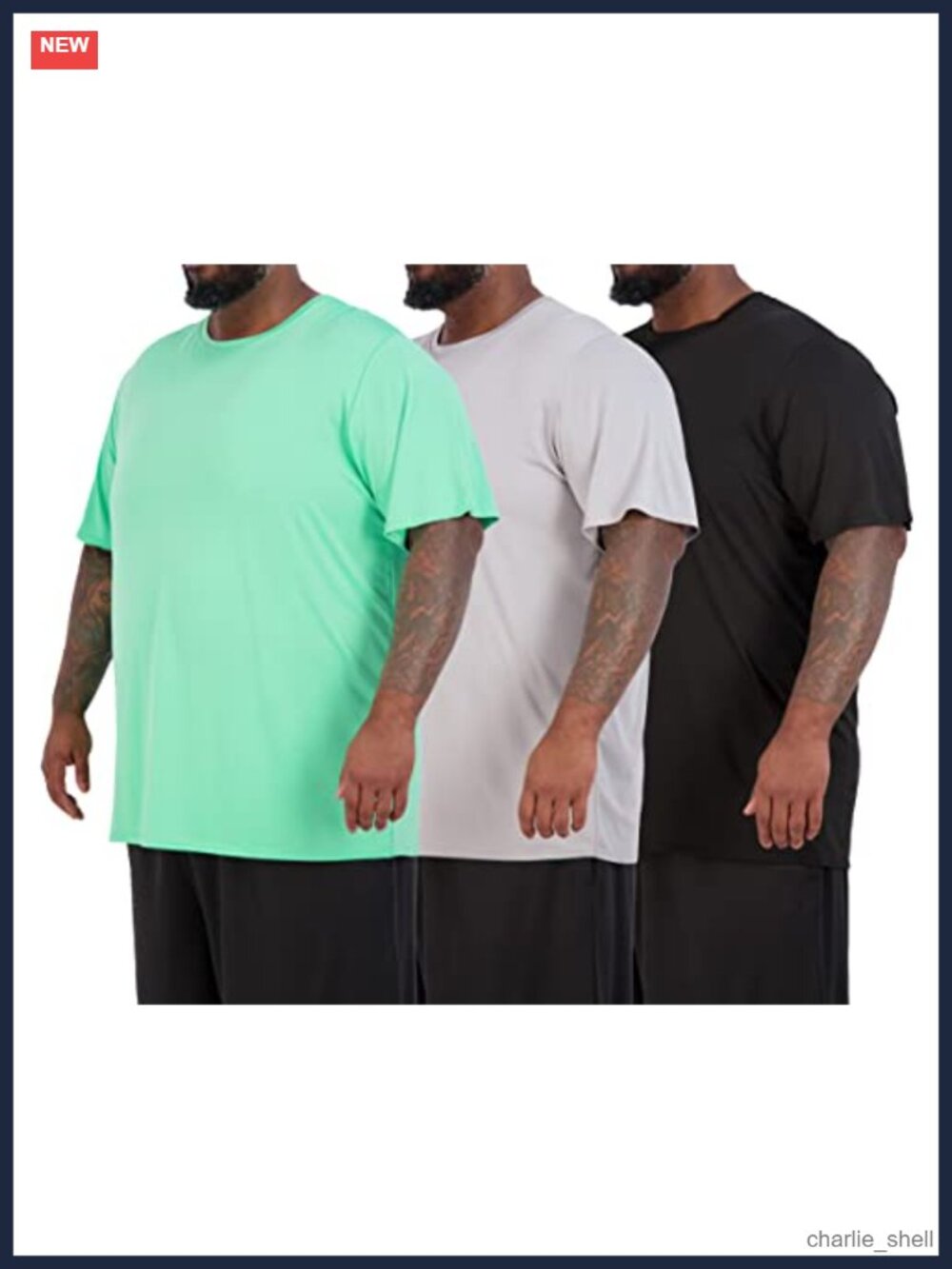Men's Big & Tall Dry Fit Moisture Wicking Crew Neck Athletic T-Shirts 3 Pack